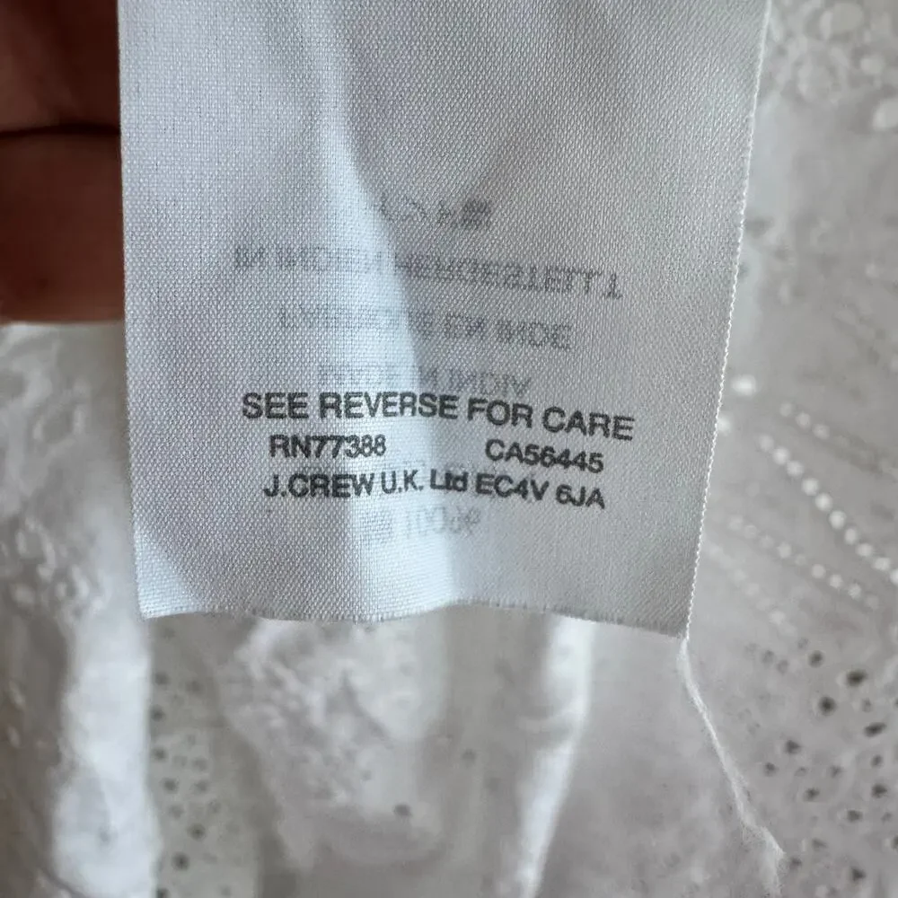 J. Crew Mini Eyelet Dress White Tiered Skirt Sz 14 - Picture 4 of 6